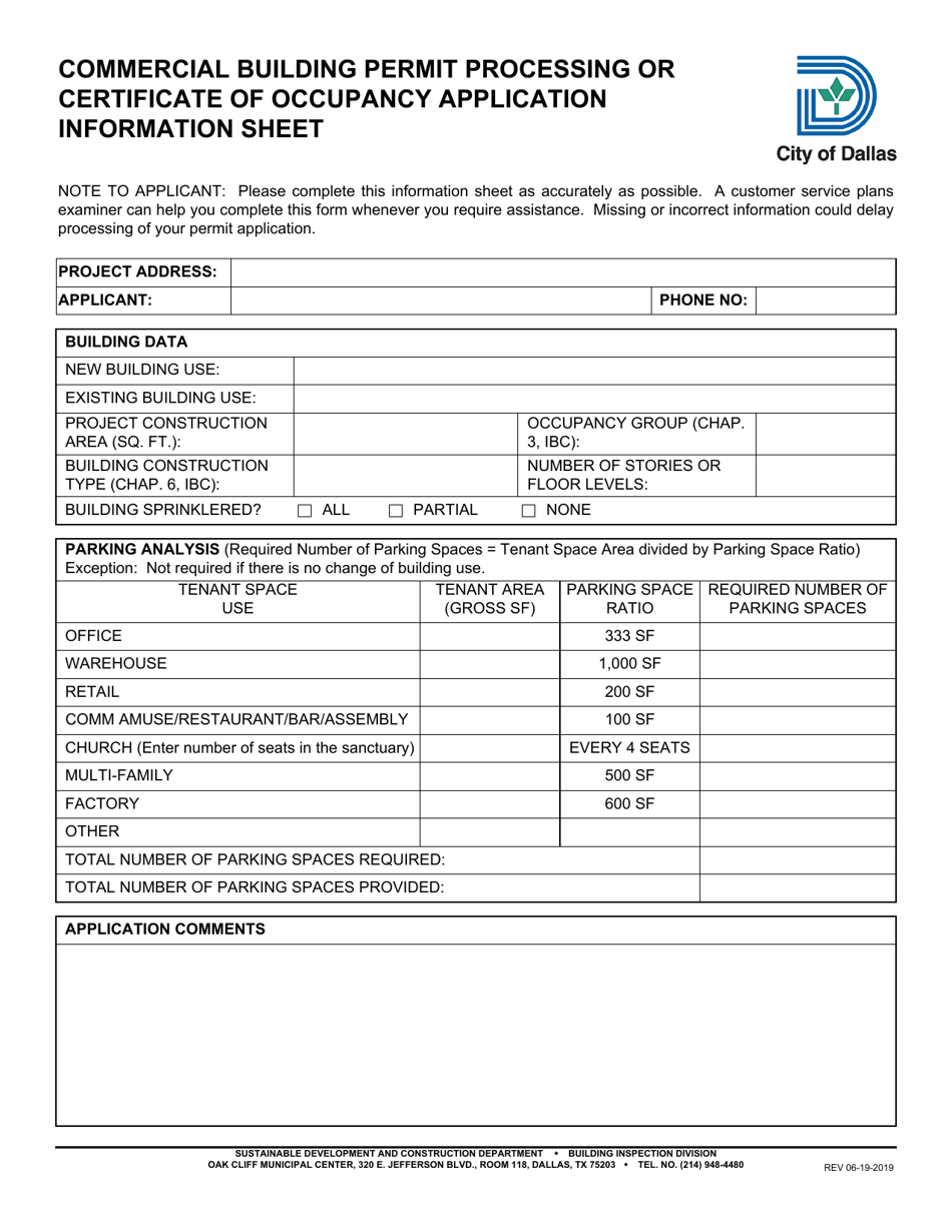 Commercial Building Finish out / Remodel / Renovation - Application Checklist - City of Dallas, Texas, Page 3