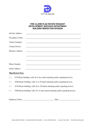 Document preview: Fire Alarm Plan Review Request - City of Dallas, Texas