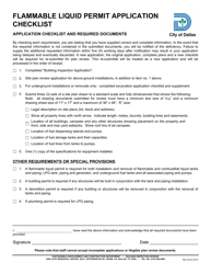 Document preview: Flammable Liquid Permit Application Checklist - City of Dallas, Texas