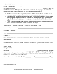 Homeowner&#039;s Exemption From Registration as a Contractor - City of Dallas, Texas, Page 2