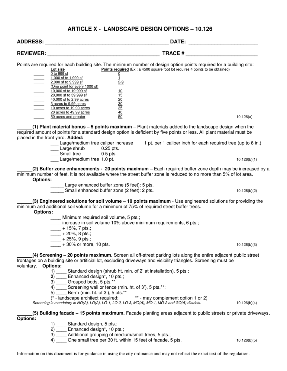 Landscape Checklist - City of Dallas, Texas, Page 2