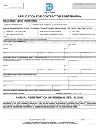 Application for Contractor Registration - City of Dallas, Texas