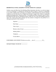 Residential in-Fill Grading Waiver Affidavit - City of Dallas, Texas, Page 2