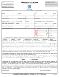Document preview: Permit Application - City of Dallas, Texas