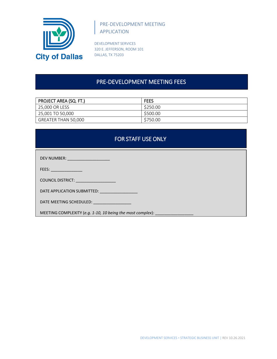 Pre-development Meeting Application - City of Dallas, Texas, Page 4