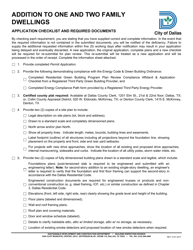 &quot;Addition to One and Two Family Dwellings Application Checklist&quot; - City of Dallas, Texas