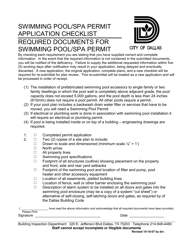 Document preview: Swimming Pool/SPA Permit Application Checklist - City of Dallas, Texas