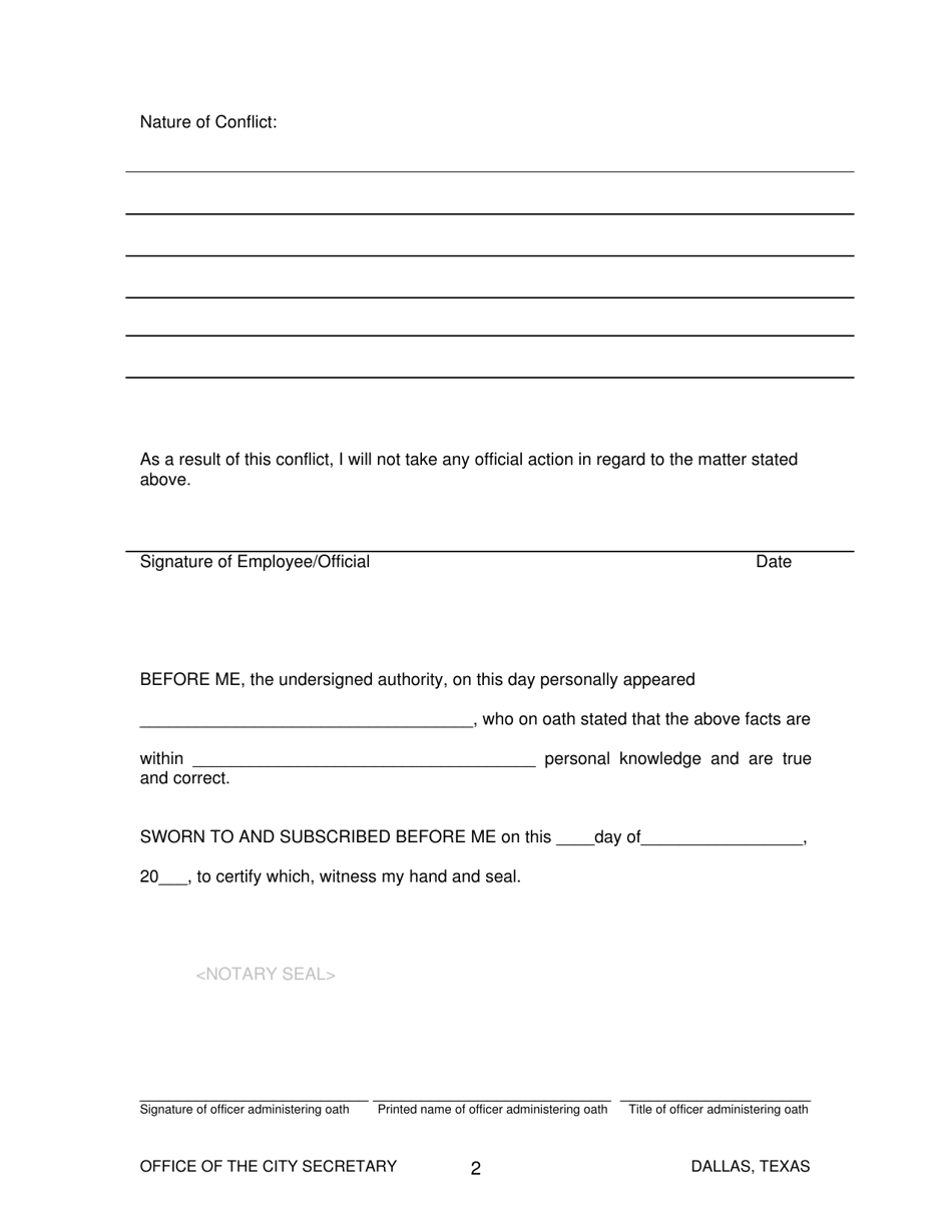 Disclosure of Conflict Statement - City of Dallas, Texas, Page 2