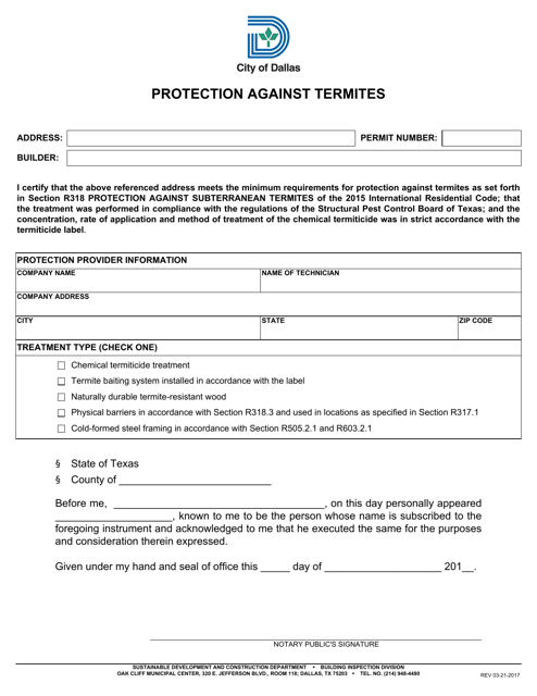 Protection Against Termites - City of Dallas, Texas Download Pdf