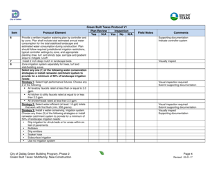 Green Built Texas Project Summary and Checklist - Multifamily - New Construction - City of Dallas, Texas, Page 4