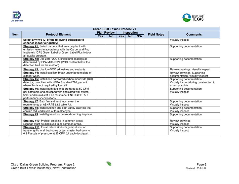 City of Dallas, Texas Green Built Texas Project Summary and Checklist ...