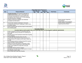 Green Built Texas Project Summary and Checklist - Multifamily - Addition - City of Dallas, Texas, Page 12