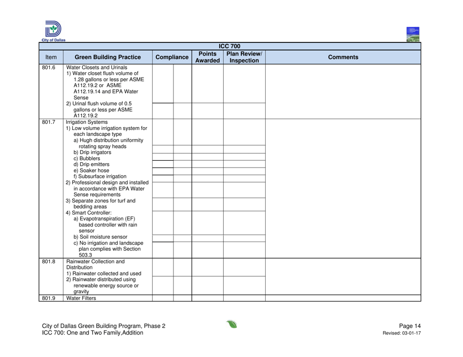 Icc 700 Project Summary and Checklist - One and Two Family - Addition - City of Dallas, Texas, Page 14