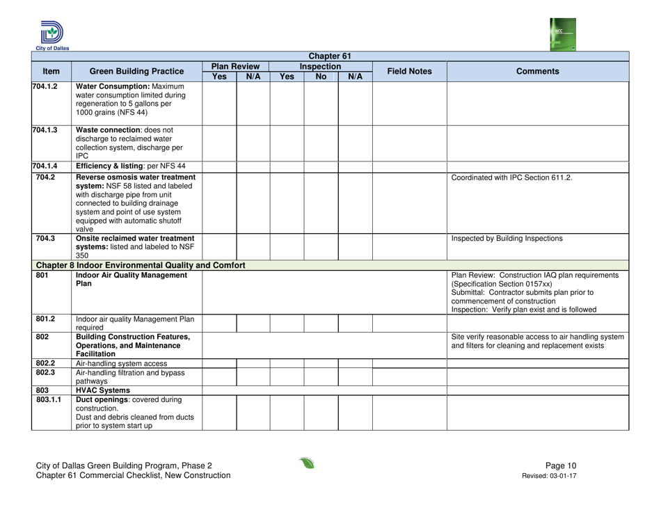Chapter 61 Project Summary and Checklist - New Construction - City of Dallas, Texas, Page 10