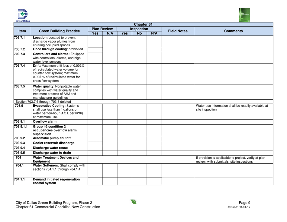 Chapter 61 Project Summary and Checklist - New Construction - City of Dallas, Texas, Page 9