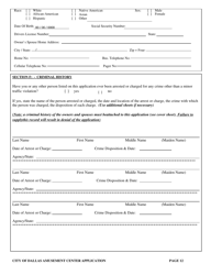 Application for a City of Dallas Amusement Center Business License - City of Dallas, Texas, Page 12