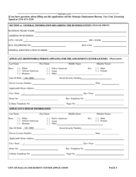 Application for a City of Dallas Amusement Center Business License - City of Dallas, Texas, Page 5