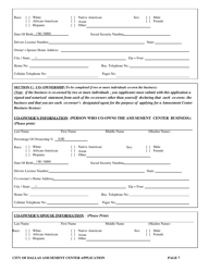 Application for a City of Dallas Amusement Center Business License - City of Dallas, Texas, Page 7