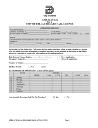 Billiard Hall License Application - City of Dallas, Texas, Page 4