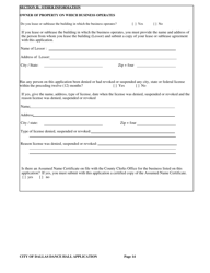 Application for a City of Dallas Dance Hall Business License - City of Dallas, Texas, Page 14