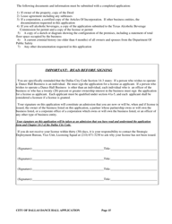 Application for a City of Dallas Dance Hall Business License - City of Dallas, Texas, Page 15