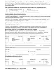 Application for a City of Dallas Dance Hall Business License - City of Dallas, Texas, Page 6