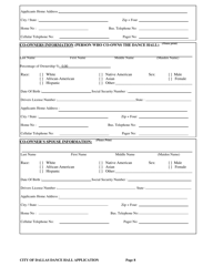 Application for a City of Dallas Dance Hall Business License - City of Dallas, Texas, Page 8