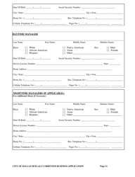 Application for a City of Dallas Sexually Oriented Business License - City of Dallas, Texas, Page 11