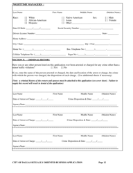 Application for a City of Dallas Sexually Oriented Business License - City of Dallas, Texas, Page 12