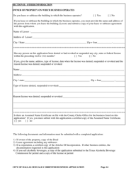 Application for a City of Dallas Sexually Oriented Business License - City of Dallas, Texas, Page 14