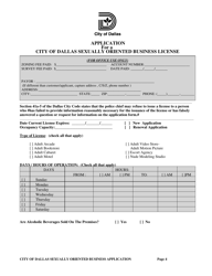 Application for a City of Dallas Sexually Oriented Business License - City of Dallas, Texas, Page 4
