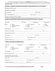 Application for a City of Dallas Sexually Oriented Business License - City of Dallas, Texas, Page 5