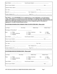 Application for a City of Dallas Sexually Oriented Business License - City of Dallas, Texas, Page 7