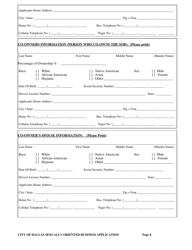 Application for a City of Dallas Sexually Oriented Business License - City of Dallas, Texas, Page 8