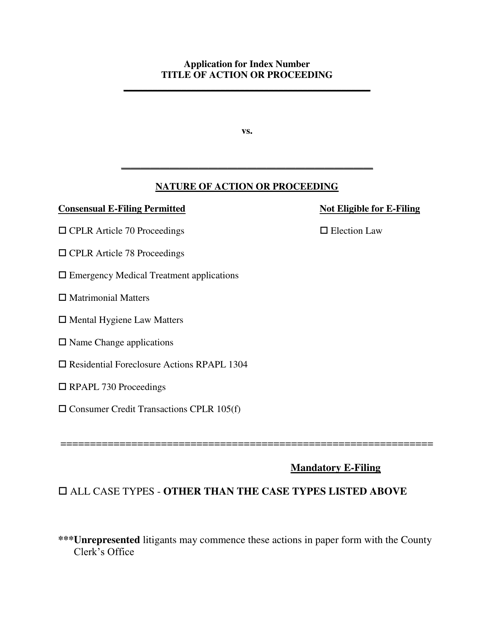 Application for Index Number - Broome County, New York Download Pdf