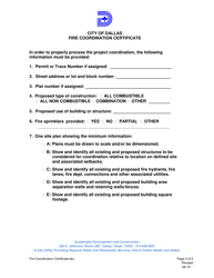 Fire Coordination Certificate - City of Dallas, Texas, Page 2