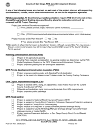 Form PDS-820 Grading and Improvement Plan Pre-screening Checklist - County of San Diego, California, Page 2