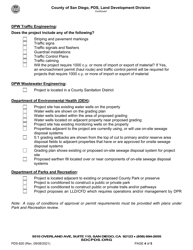 Form PDS-820 Grading and Improvement Plan Pre-screening Checklist - County of San Diego, California, Page 4