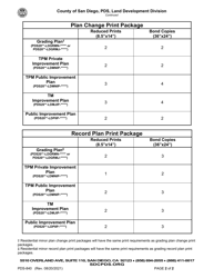 Form PDS-840 Print Package Form - County of San Diego, California, Page 2