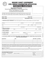 &quot;Civil Service Examination Application - Promotional Examination&quot; - Broome County, New York