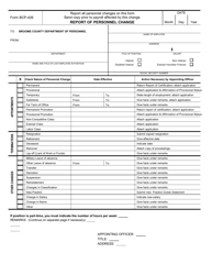 Form BCP-426 &quot;Report of Personnel Change&quot; - Broome County, New York