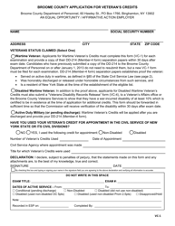 Form VC-1 Application for Veteran&#039;s Credits - Broome County, New York