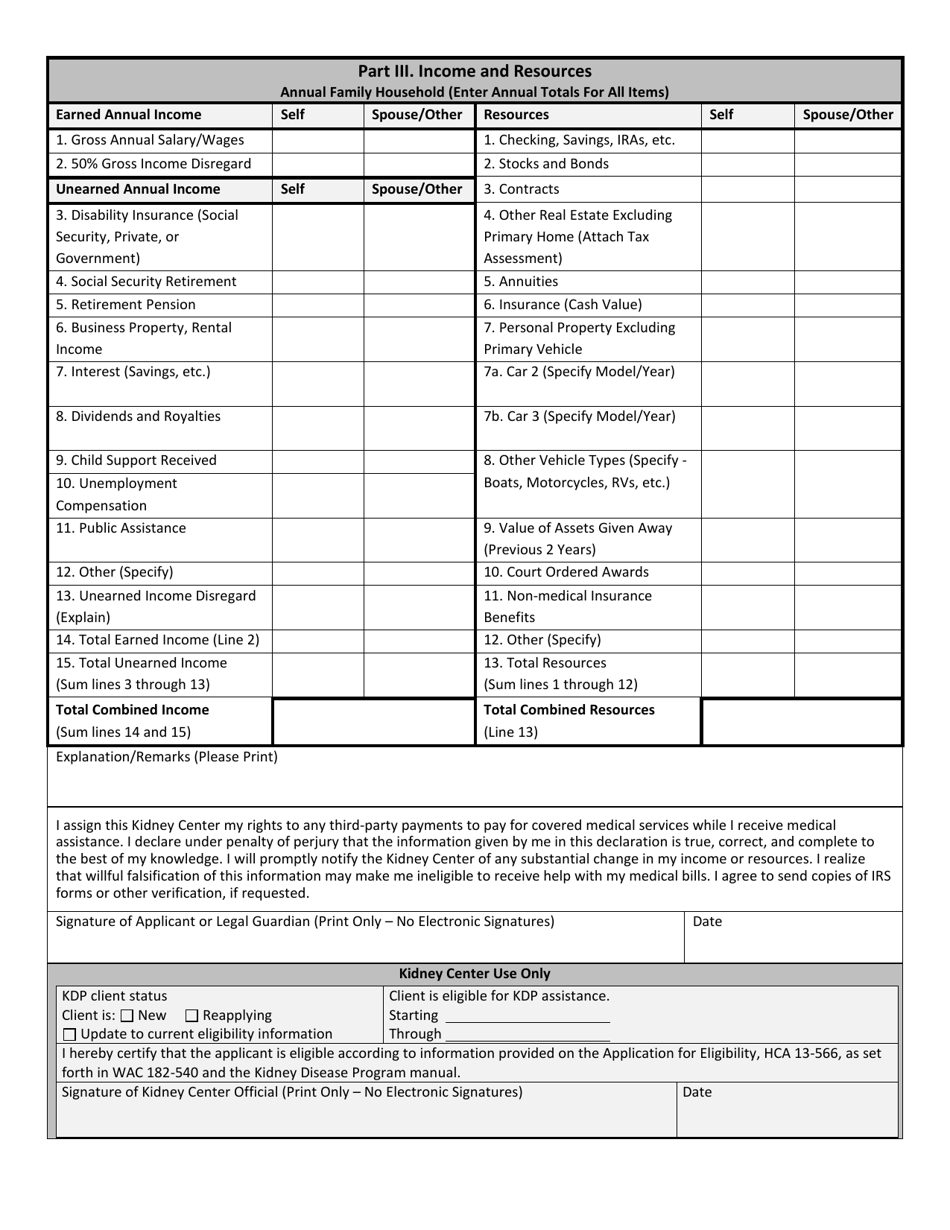 Form HCA13-566 Download Fillable PDF or Fill Online Kidney Disease ...