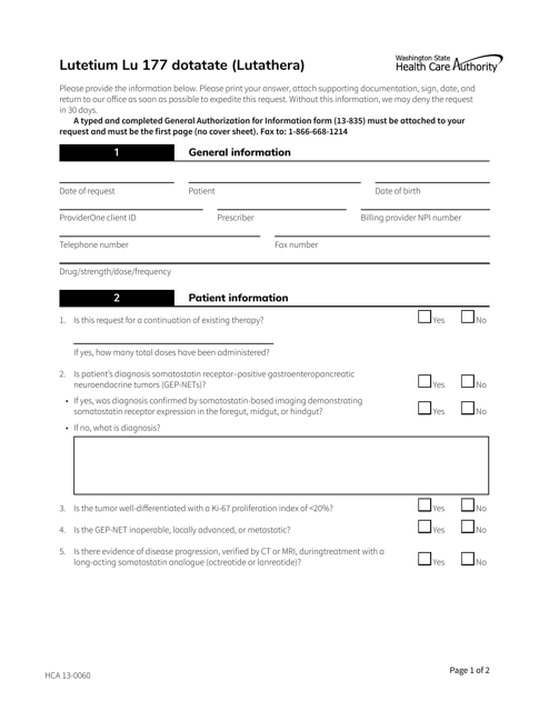 Form HCA13-0060  Printable Pdf