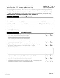 Form HCA13-0060 Lutetium Lu 177 Dotate (Lutathera) Authorization Request - Washington