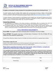 Document preview: Form OPS-31 Local Preference Affidavit - City of Dallas, Texas