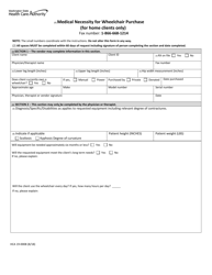 Form HCA19-0008 Medical Necessity for Wheelchair Purchase (For Home Clients Only) - Washington