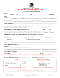 Document preview: Form CCS-FRM-285 Manager of Pool Operations Class Registration Form - City of Dallas, Texas
