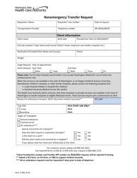 Document preview: Form HCA13-950 Nonemergency Transfer Request - Washington