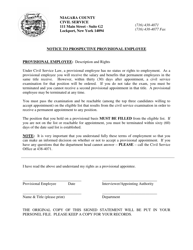 &quot;Notice to Prospective Provisional Employee&quot; - Niagara County, New York